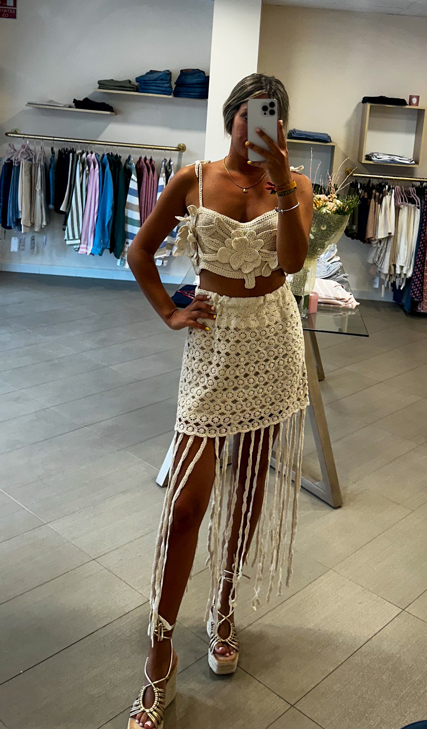 Conjunto mujer croché flecos🤎