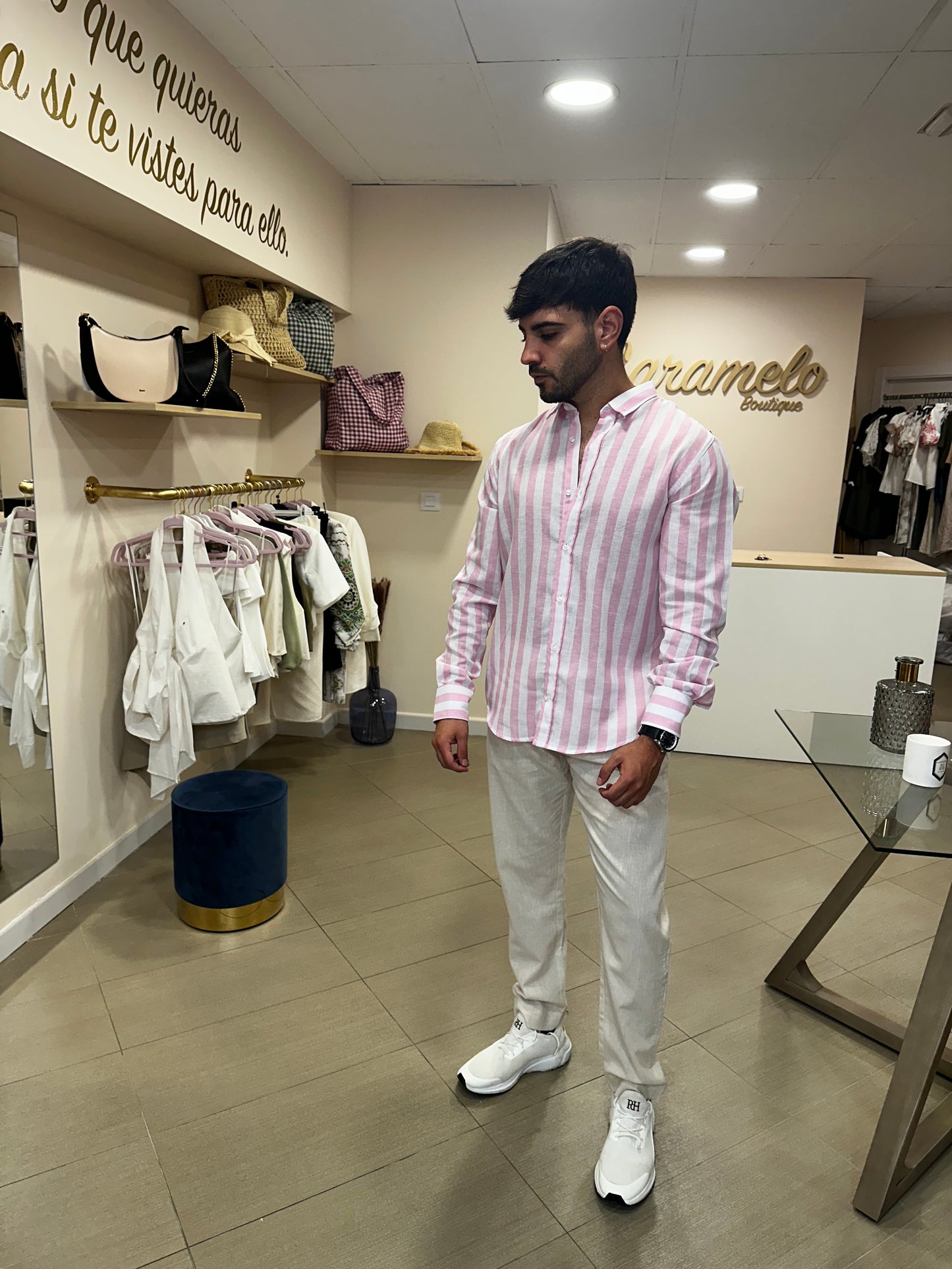 Camisa hombre lino rayas 💕