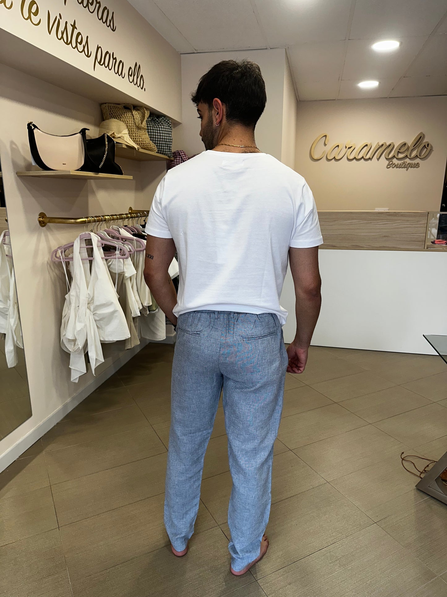 Pantalón hombre lino azul 🤍
