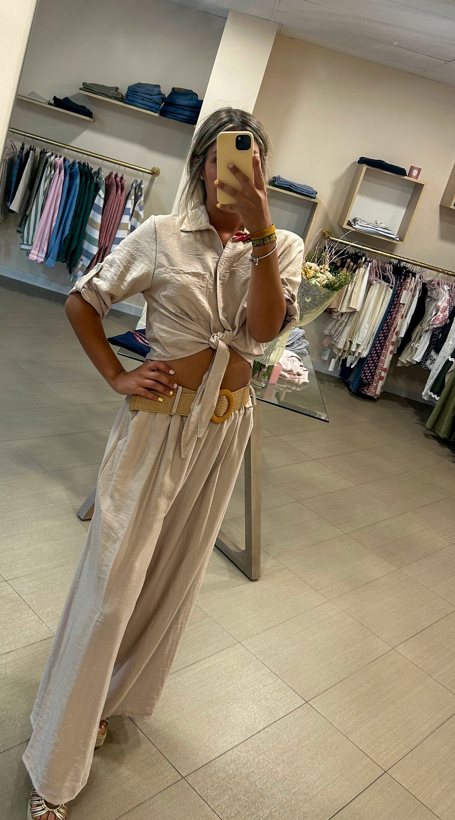 Conjunto mujer lino beige 🤎