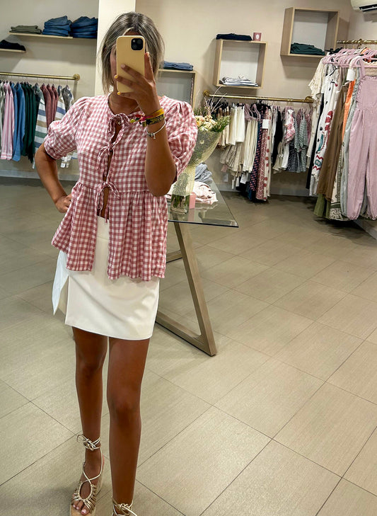 Camisa mujer cuadros vichy rosa💕