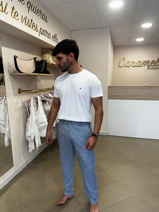 Pantalón hombre lino azul 🤍