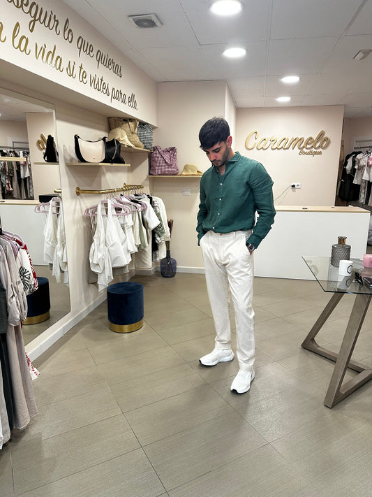 Pantalón hombre lino beige 🤎